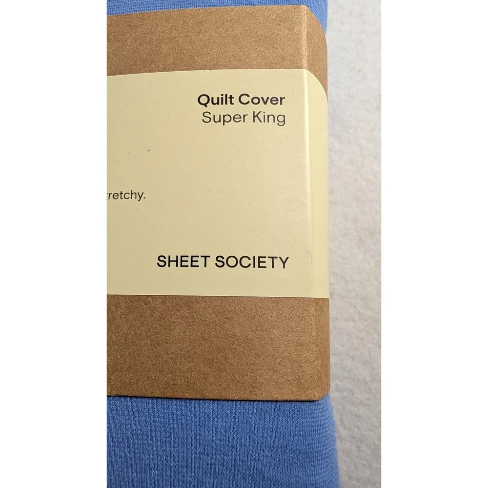 Sheet Society Miller Jersey Quilt Cover Zephyr Blue King Cal King Cotton Duvet